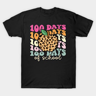 Retro 100 Days of School Leopard Teacher 100th Day of School T-Shirt